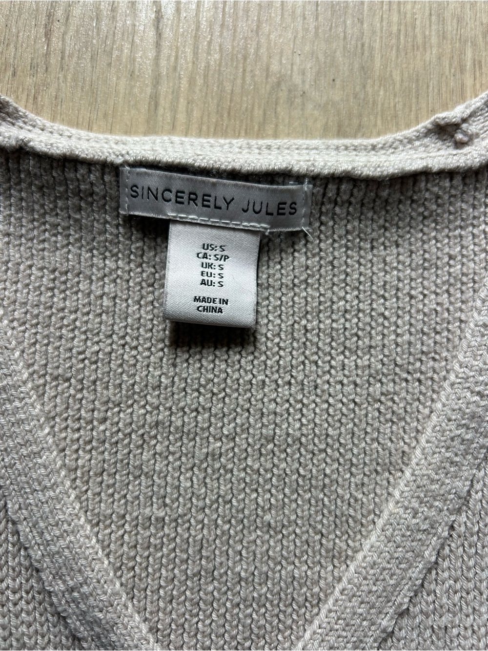 Sincerely Jules light brown V-Neck Button Front Knit Vest - Picture 2 of 3